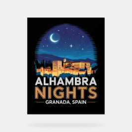 Alhambra Nachten- Granada Spanje Reis Kunst Acryl Bord