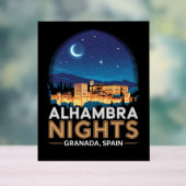 Alhambra Nachten- Granada Spanje Reis Kunst Acryl Bord (Neutraal)