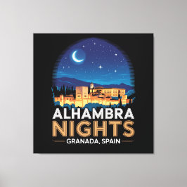 Alhambra Nachten - Granada Spanje Reis Kunst Canvas Afdruk