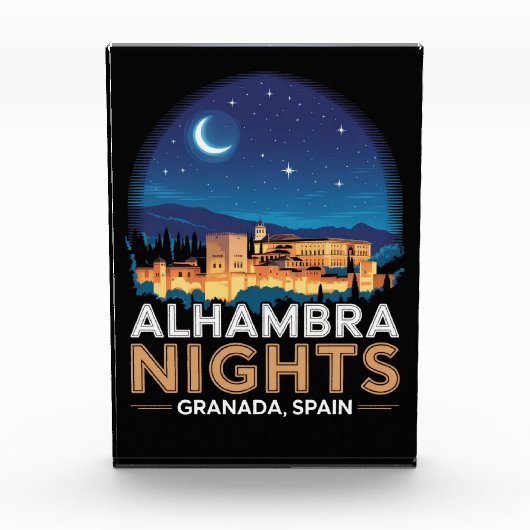 Alhambra Nachten- Granada Spanje Reis Kunst Fotoblokken (Voorkant)