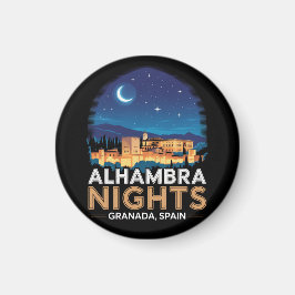 Alhambra Nachten- Granada Spanje Reis Kunst Magneet