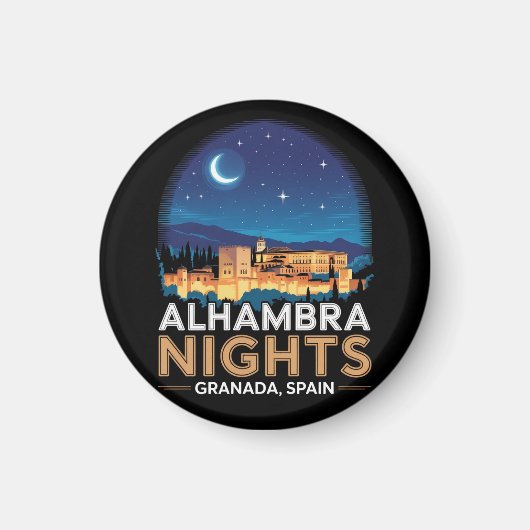 Alhambra Nachten- Granada Spanje Reis Kunst Magneet (Voorkant)