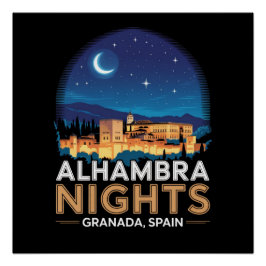 Alhambra Nachten - Granada Spanje Reis Kunst Perfect Poster