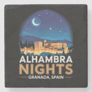 Alhambra Nachten- Granada Spanje Reis Kunst Stenen Onderzetter