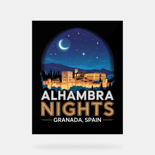 Alhambra Nights- Granada Spain Travel Art Acryl Bord (Voorkant)