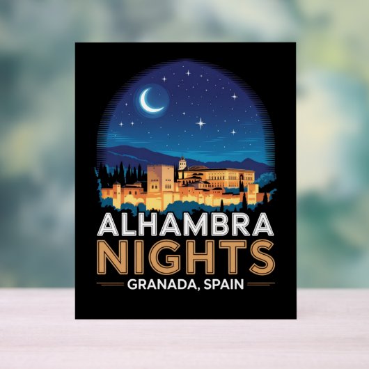 Alhambra Nights- Granada Spain Travel Art Acryl Bord (Neutraal)