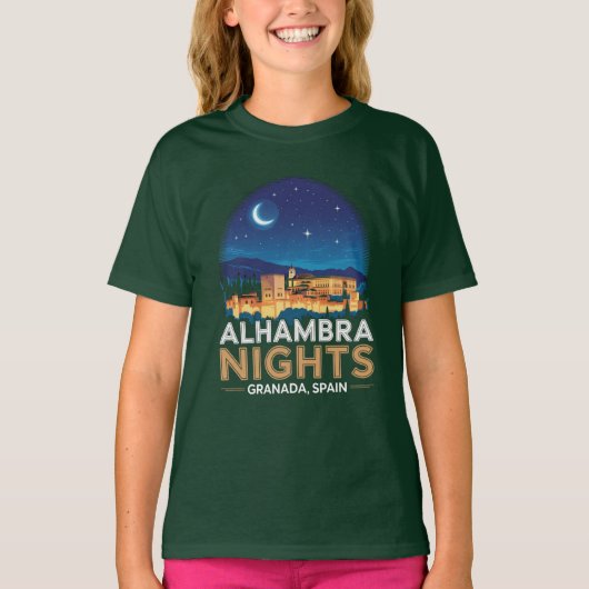 Alhambra Nights- Granada Spain Travel Art T-shirt (Voorkant)