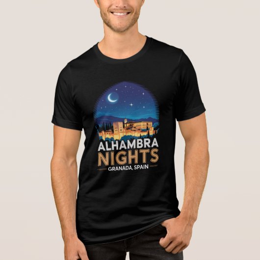 Alhambra Nights- Granada Spain Travel Art Tri-Blend Shirt (Voorkant)