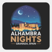 Alhambra Nights- Granada Spain Travel Art Vierkante Sticker (Voorkant)