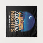 Alhambra Nights- Granada Spain Travel Art Wandkleed (Voorkant (horizontaal))