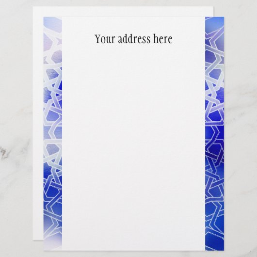 Alhambra Pattern Blue Briefhoofd Sjabloon (Voorkant / Achterkant)