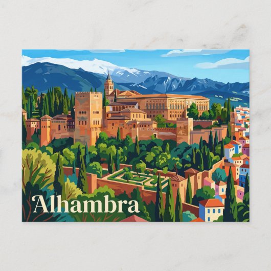 Alhambra Spanje Briefkaart (Voorkant)