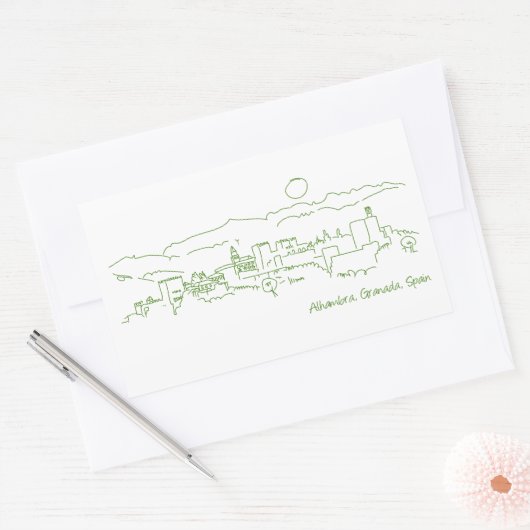 Alhambra Sunset Rechthoekige Sticker (Envelop)