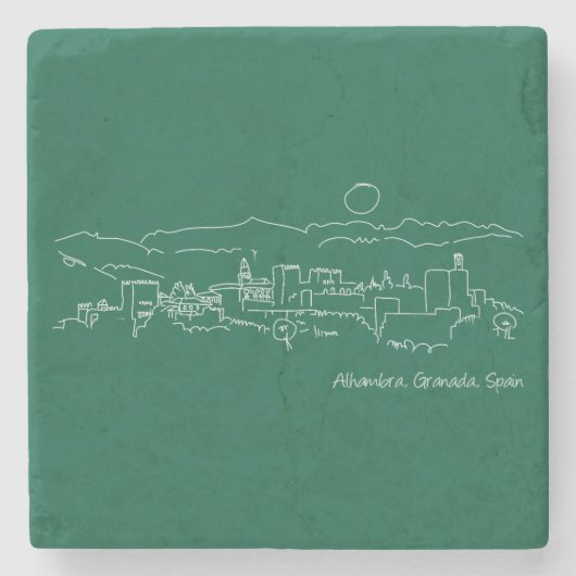 Alhambra Sunset Stenen Onderzetter (Voorkant)