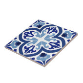 Alhambra tegels grote blauwe bloemen tegeltje (Zijkant)