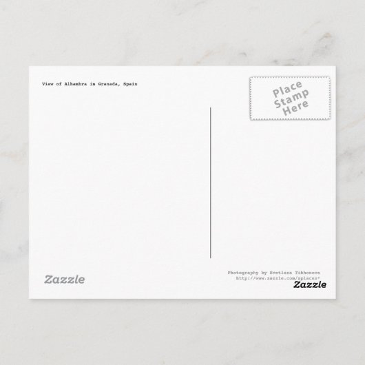 Alhambra Uitzicht Briefkaart (Achterkant)