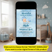 Alhamdulillah blauw aqeeqah moslim baby jongen kaart
