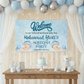 Alhamdulillah blauwe aqiqah baby jongen welkom ban spandoek