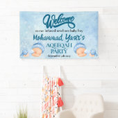 Alhamdulillah blauwe aqiqah baby jongen welkom ban spandoek (Insitu)