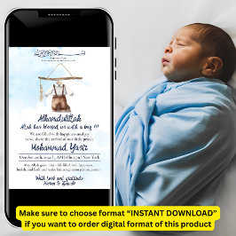 Alhamdulillah blauwe moslim baby jongen doek geboo kaart