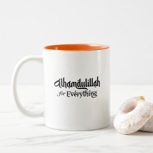 Alhamdulillah for Everything Minimal Islamic Gift Tweekleurige Koffiemok (Met donut)