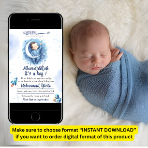 Alhamdulillah het is een jongetje blauw moslim bab kaart