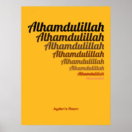 Alhamdulillah Typografie Geel Nursery Custom Poster