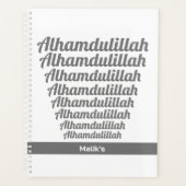 Alhamdulillah Typografie Grijs op Wit Monogram Planner (Voorkant)