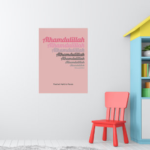Alhamdulillah Typografie Pink Nursery Custom Poster