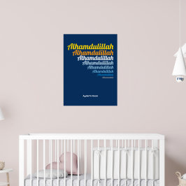 Alhamdulillah Typografie Royal Blue Nursery Custom Poster
