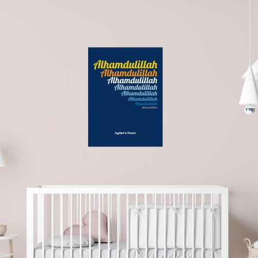 Alhamdulillah Typografie Royal Blue Nursery Custom Poster (Kinderkamer 2)