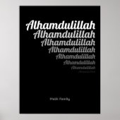Alhamdulillah Typografie Wit Gradatie op Zwart Poster (Voorkant)