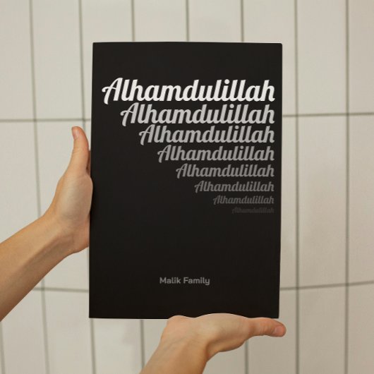 Alhamdulillah Typografie Wit Gradatie op Zwart Poster