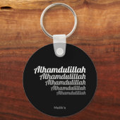 Alhamdulillah Typografie Witte Gradiënt op Zwart Sleutelhanger (Voorkant)