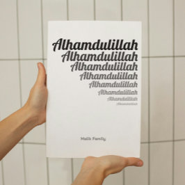 Alhamdulillah Typografie Zwart Gradatie op Wit Poster