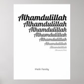 Alhamdulillah Typografie Zwart Gradatie op Wit Poster (Voorkant)