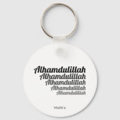 Alhamdulillah Typografie Zwart Gradatie op Wit Sleutelhanger (Achterkant)