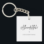 Alhamdulillah voor alles sleutelhanger<br><div class="desc">Draag een klein stukje dankbaarheid met u overal met onze Alhamdulillah voor alles Acryl Sleutelhanger. Deze elegante sleutelhanger is voorzien van de welgemeende zin "Alhamdulillah" (Lof zij God) in een elegant lettertype, perfect aangevuld met "voor alles" in een strak, modern lettertype. Een klein, sereen blauw hart dat eronder ligt, voegt...</div>