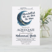 Alhamdulillah we zijn over Moon Aqeeqah Moslim bab Kaart (Staand voorkant)
