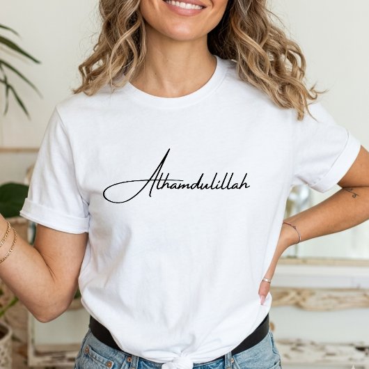 Alhamdulillah Wit Minimaal Islamitisch Moslim T-shirt