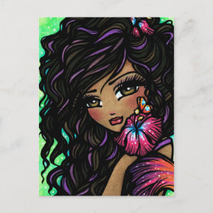 "Aliah" Hibiscus Mermaid Fantasy Art Briefkaart