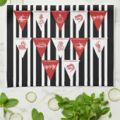 Alica in Wonderland Red White Bunting Towel Theedoek (Gevouwen)