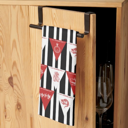 Alica in Wonderland Red White Bunting Towel Theedoek (Derde Gevouwen)