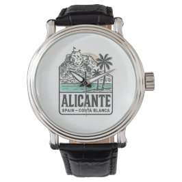 Alicante schets Santa Bárbara Kasteel Costa Blanca Horloge