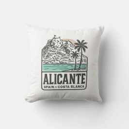 Alicante Sketch Santa Bárbara Castle Costa Blanca  Kussen