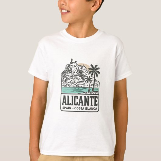 Alicante Sketch Santa Bárbara Castle Costa Blanca  T-shirt (Voorkant)