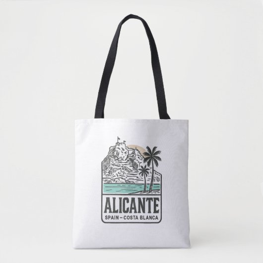 Alicante Sketch Santa Bárbara Castle Costa Blanca  Tote Bag (Voorkant)