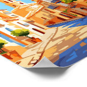 Alicante Spanje Art Vintage Travel Illustratie Poster (Hoek)