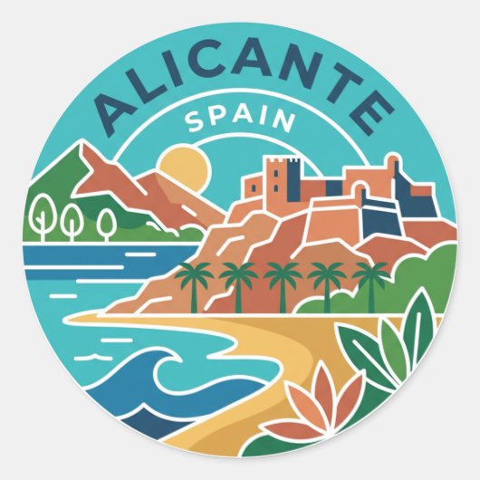 Alicante Spanje Ronde Sticker (Voorkant)