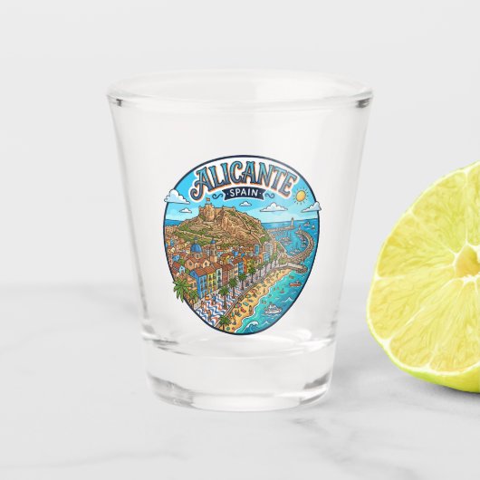 Alicante, Spanje Spanje Shot Glas (Voorkant)